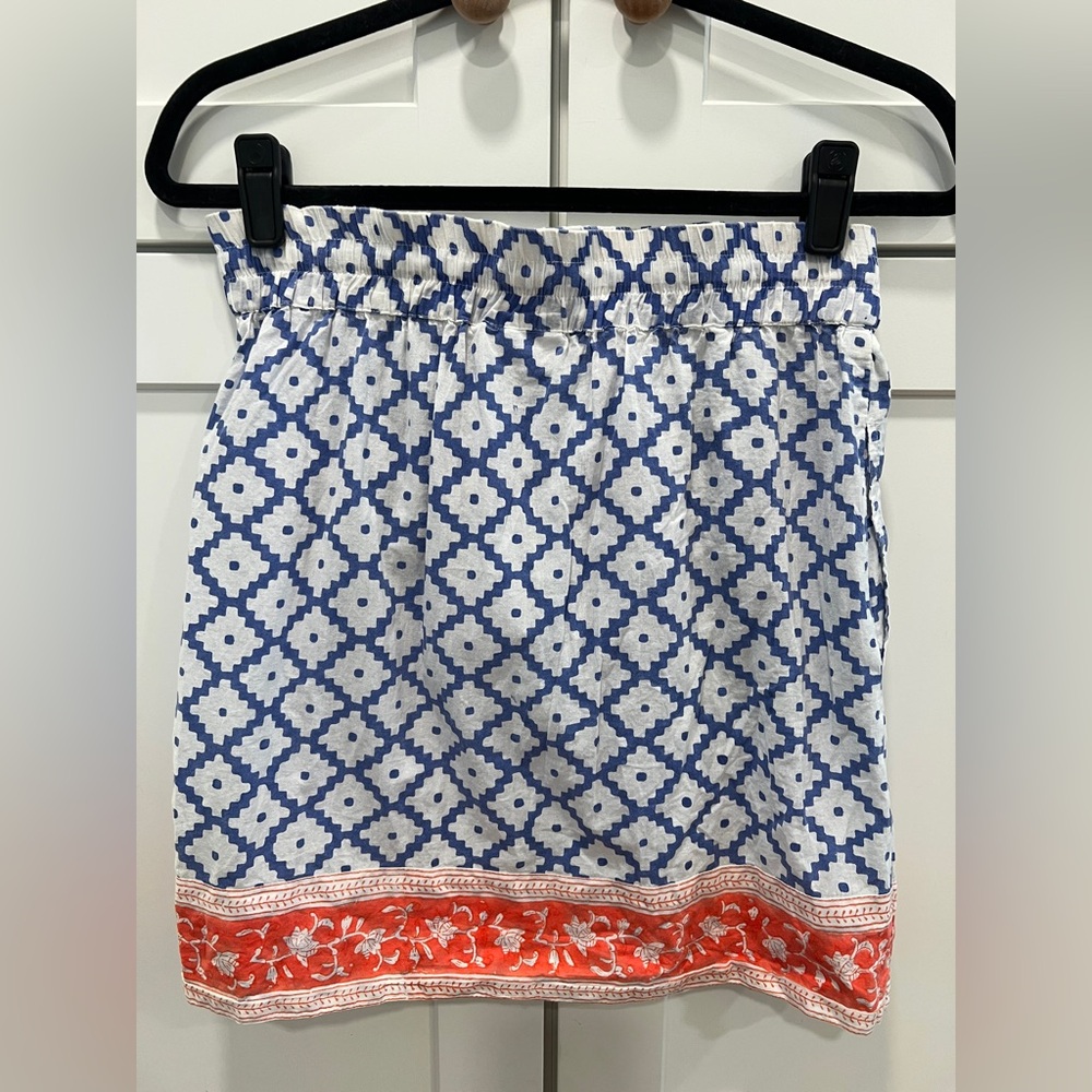 SET-J.CREW x SZ BLOCKPRINTS SHORT SLEEVE TOP & MINI SKIRT SET, SIZE S. - Picture 7 of 12